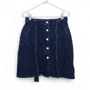 A New Day Size 8 Midi Button Tie Skirt Denim Blue y2k vintage mom style